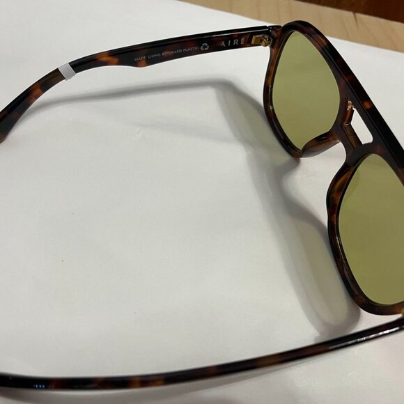 AIRE Whirlpool Dark Tort Aviator Sunglasses Khaki Lens Unisex NWOT main image 5